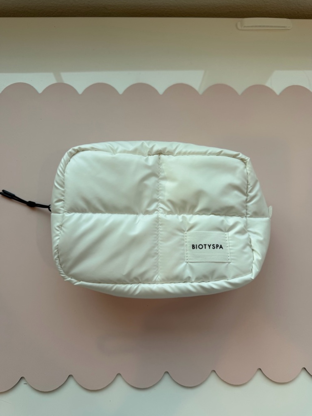 White Quilted Makeup Organizer Pouch